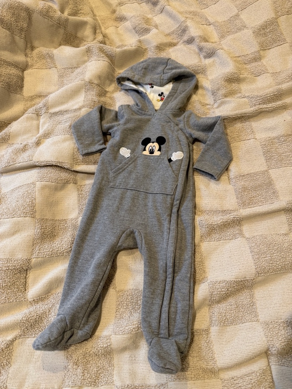 Mickey Mouse Gray Hooded One-Piece for Kids 6-9 months